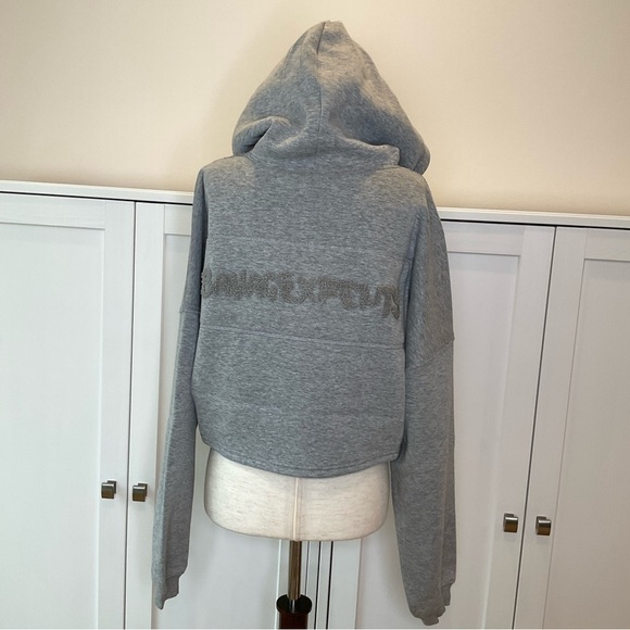 NWT Savage x Fenty Xssential Crop Hoodie Pullover Embroidered Logo Grey Sz 8-10 - Picture 5 of 12